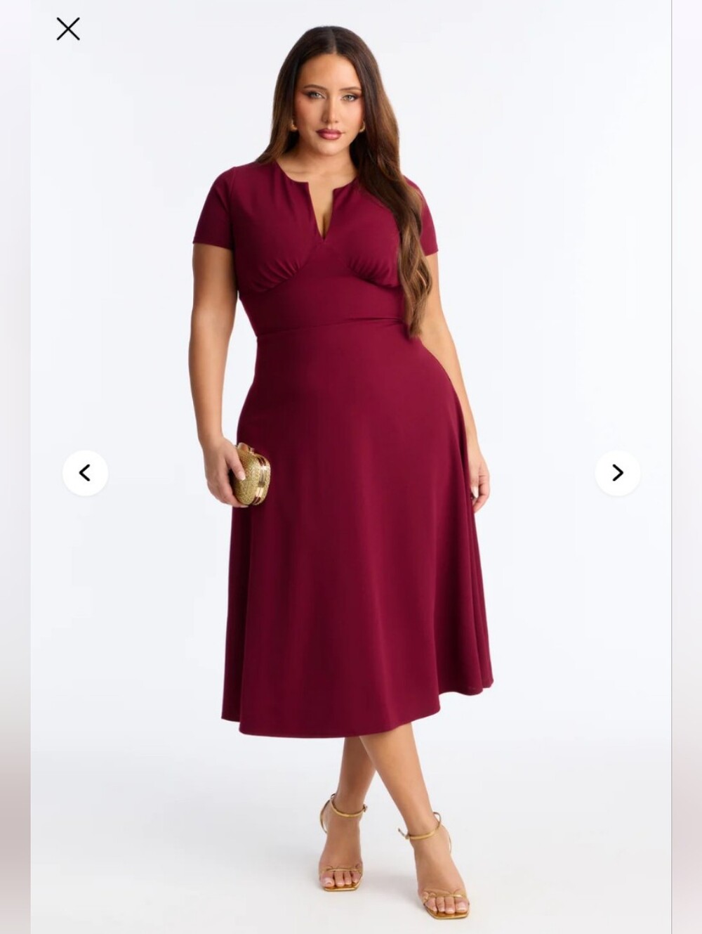 Fashion Nova Charolette Short Sleeve Midi Dress 1X Burgundy (EUC)